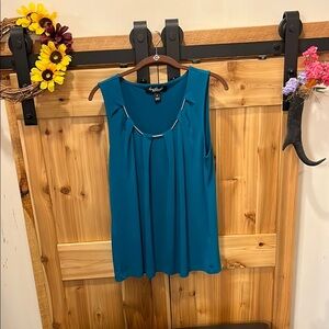 Gloria Vanderbilt Teal Pleated Tank Top
